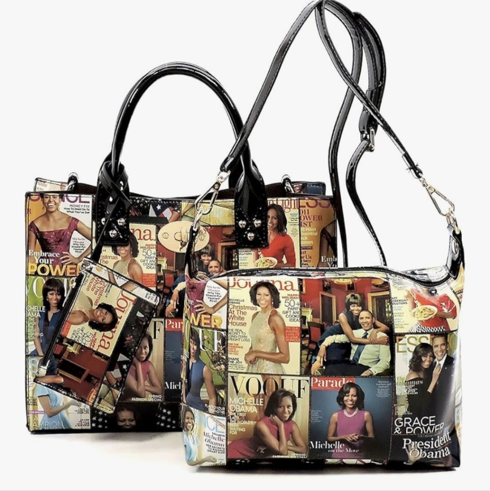 Glossy Magazine Print Women's 3 Pcs Bag Set NWT